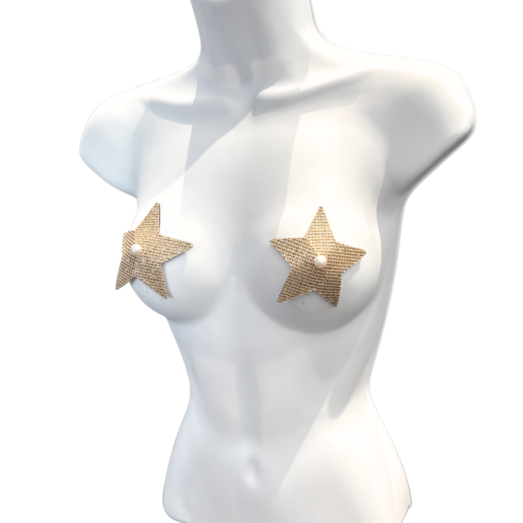 STARLET Shimmering Gold Star Pasties with Pearl Centre (2 pcs)