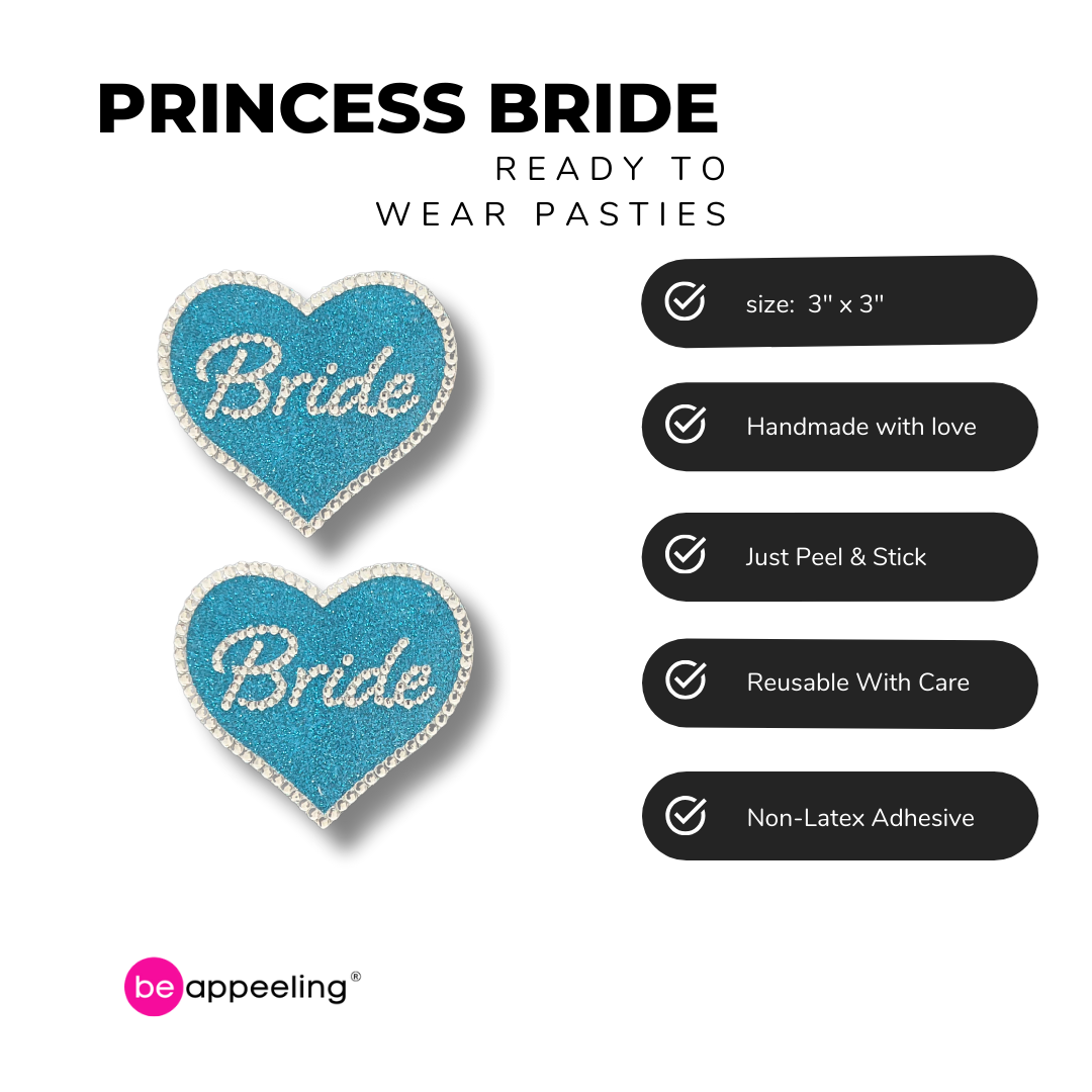 PRINCESS BRIDE Nuptiale Bleu &amp; Blanc Coeur Nipple Pasties