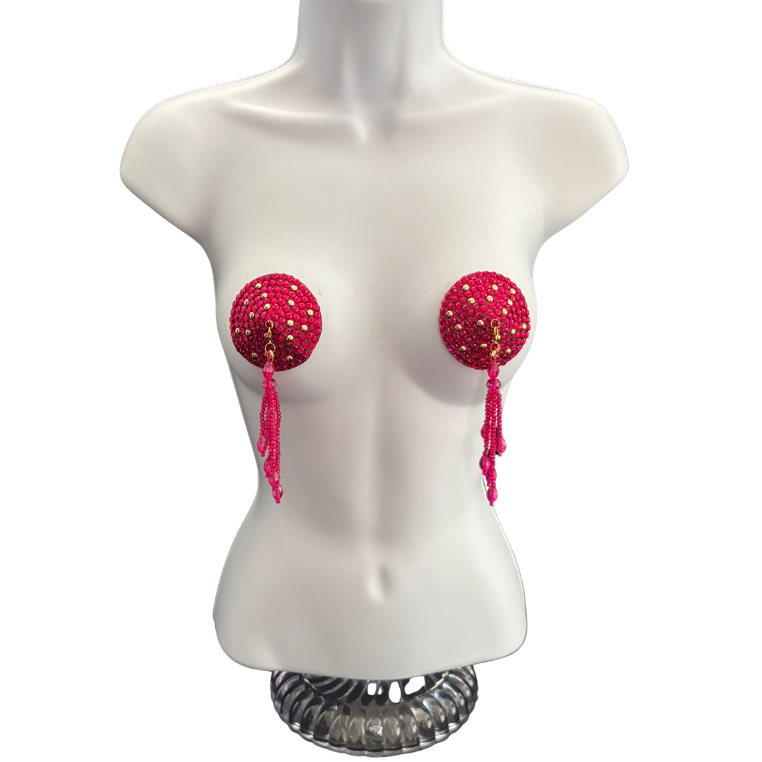 COQUETTE Pink and Gold  Pasties with Removable Tassels (2pcs) Black version available too!