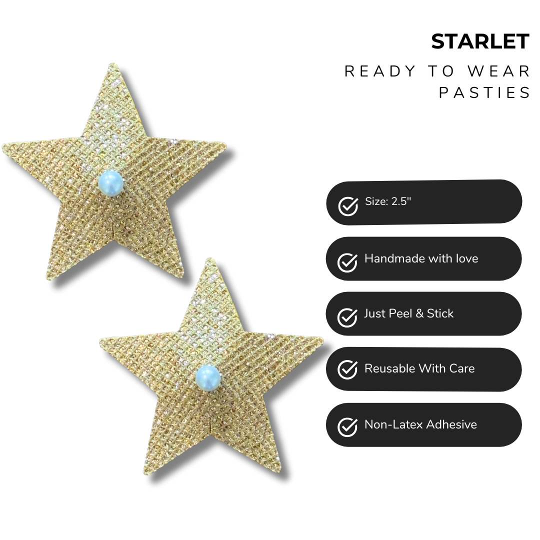 STARLET Shimmering Gold Star Pasties with Pearl Centre (2 pcs)