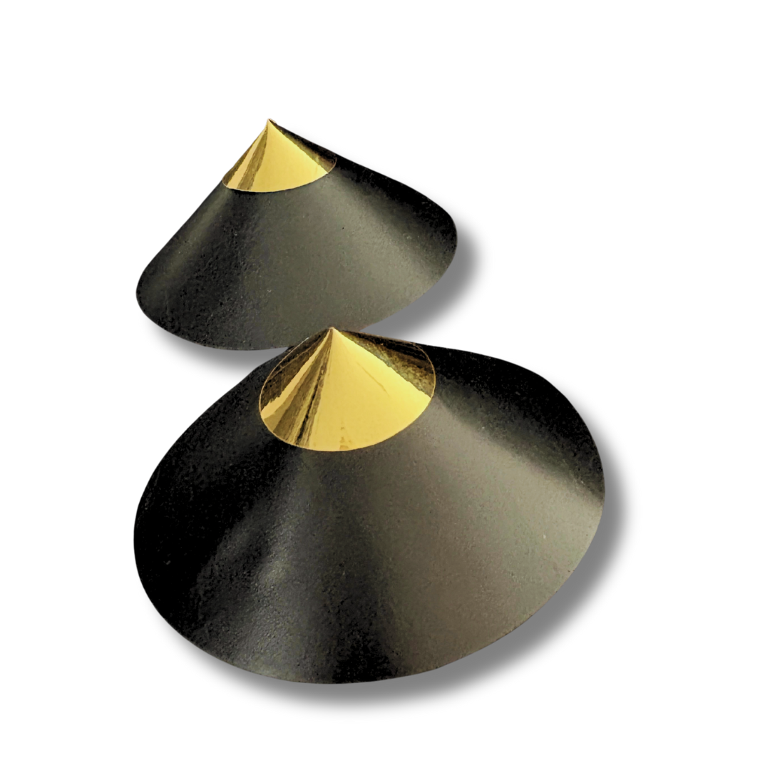 POINTELLE Black Faux Leather and Metallic Finish Conical Nipple Pasties, Pasty (2pcs)