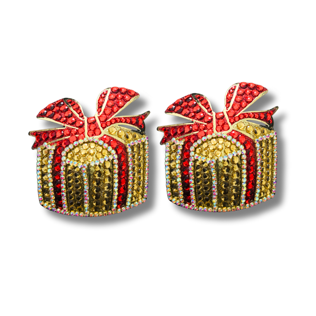 PRESENCE Gold Rhinestone & Gem “Present” Nipple Pasties, Covers (2pcs)
