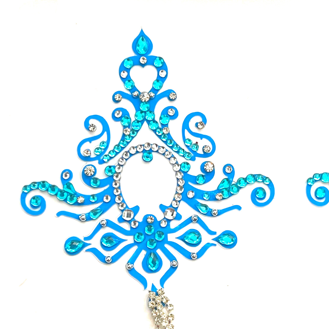Pasties de pezones intrincados de cristal y diamantes de imitación de jazmín, cubiertas (2 piezas) para lencería y festivales Burlesque Raves