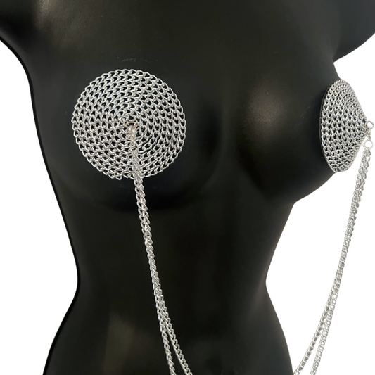 UNCHAIN MY HEART Silver Chain Nipple Pasty w/ Removable Chain (3pcs)