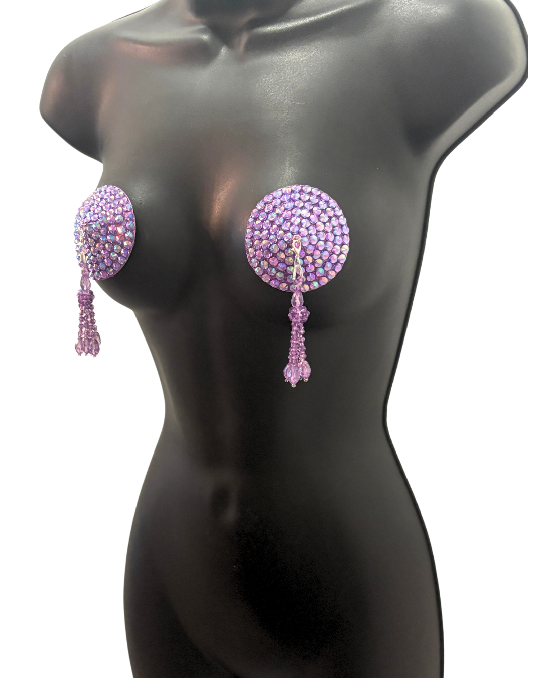 DITA VON TEESE Liberteese Lavender Shimmering Crystal Pasties with Removable Tassels (2pcs)