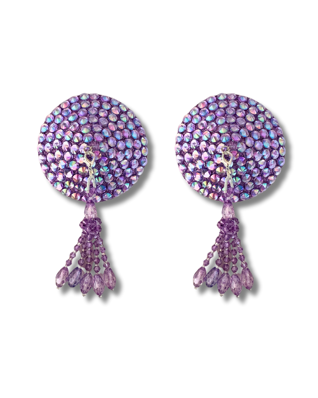 DITA VON TEESE Liberteese Lavender Shimmering Crystal Pasties with Removable Tassels (2pcs)