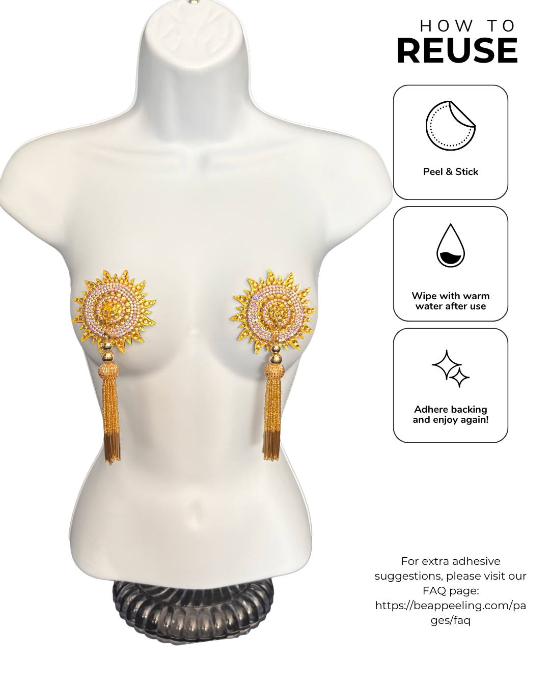 HERE COMES THE SUN  Dirty Martini x Appeeling Sun Pasties with Removable Tassels