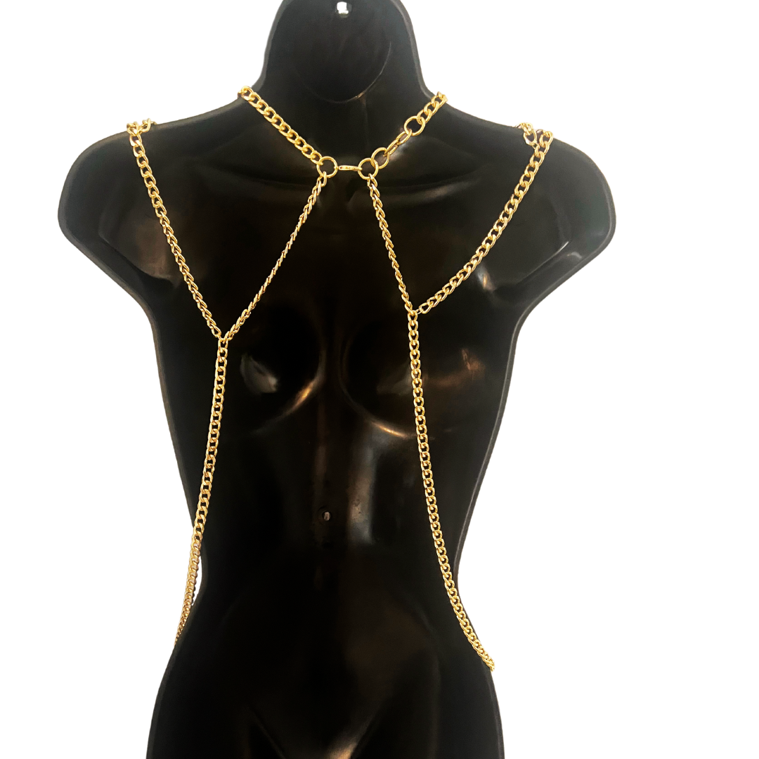 DIVA DIVINE Handmade Gold Chain Beaded body chain with Beaded Tassel