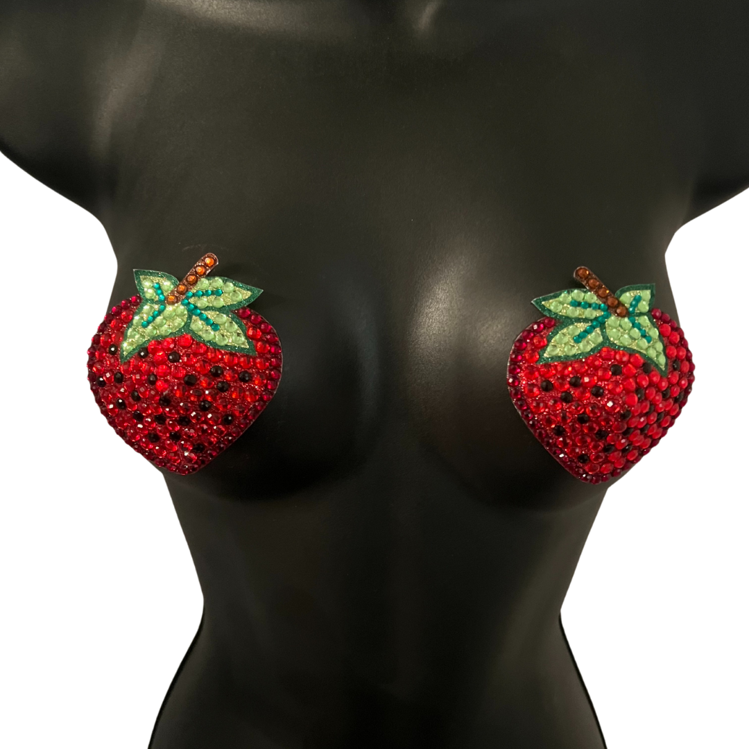 STRAWBERRY WINE Strawberry, Reusable Gem Nipple Pasties, Pasty (2pcs)