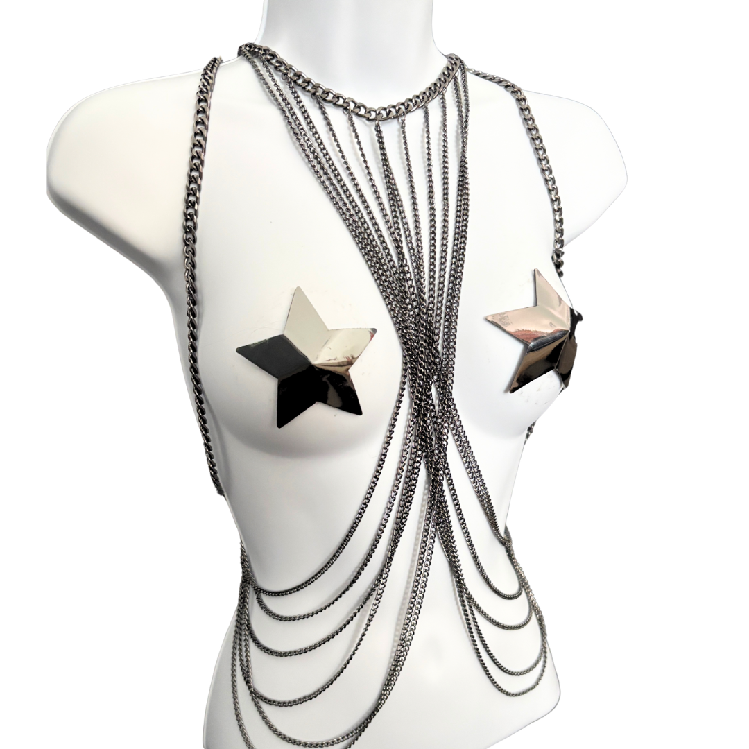 RAVEN Black, Gunmetal Body Chain, Body Jewelry, Harness