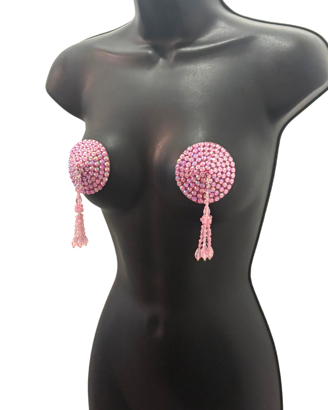 DITA VON TEESE Liberteese Pink Shimmering Crystal Pasties with Removable Tassels (2pcs)