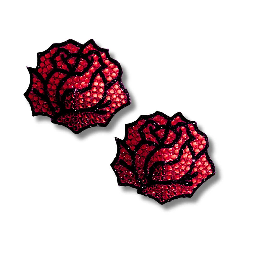 ROSEDALE Rosa roja, empanadas reutilizables para pezones con gemas, pastosas (2 unidades)