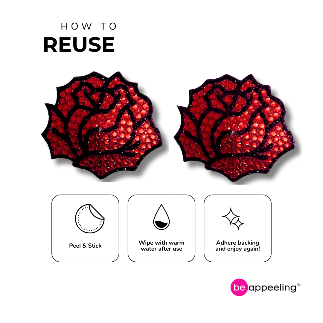 ROSEDALE Rose rouge, cache-tétons réutilisables, pâteux (2 pièces)