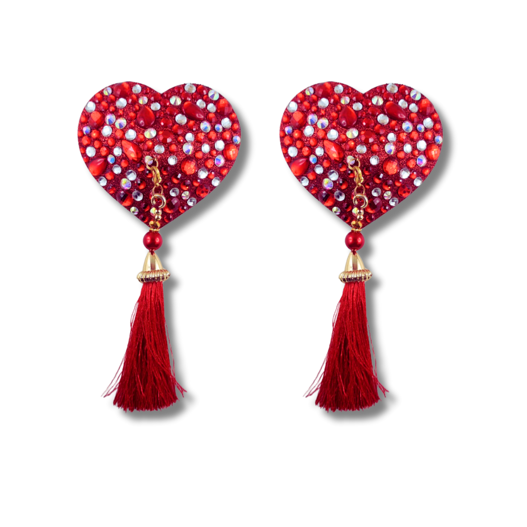 QUEEN OF HEARTS Dirty Martini x Appeeling Gem HEART Pasties with removable tassels (2pcs)