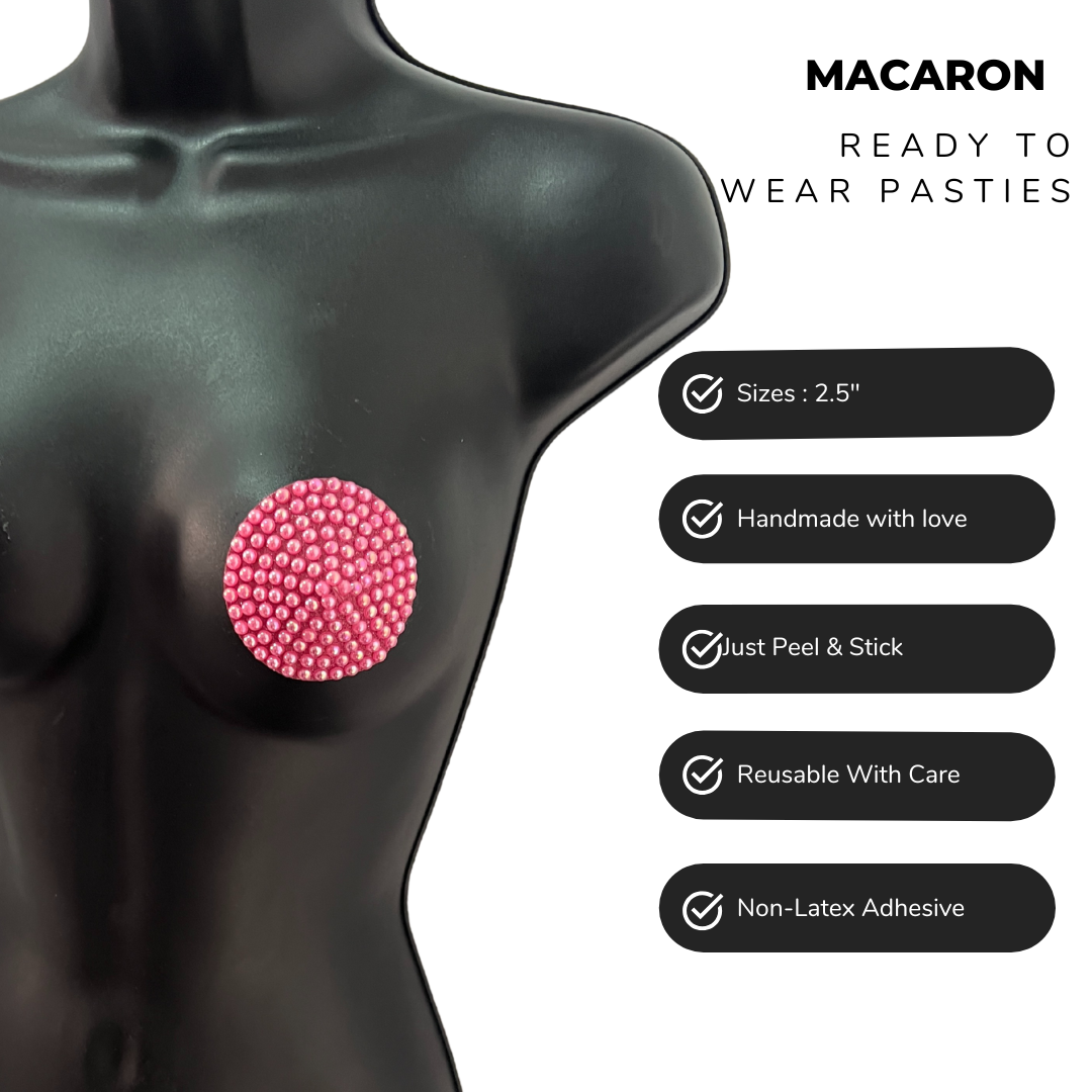 MACARON (4 colours!) Spring Pearl Circle Reusable Pasties Nipple Covers (2pcs)