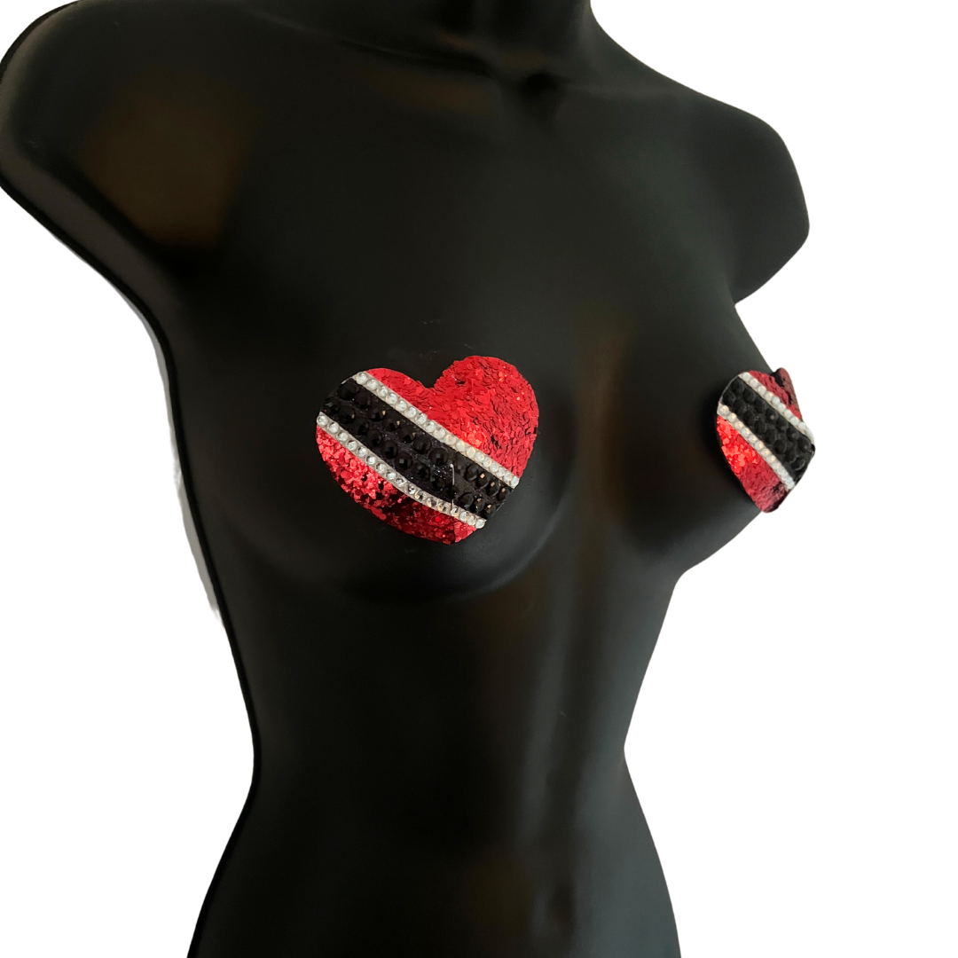 LIANA Trinidad and Tobago Glitter and Gem Heart Pasties (2pcs) Resable