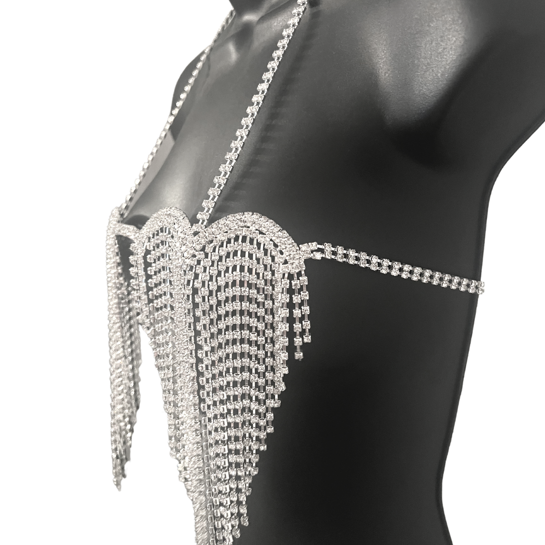 SPARKLE MONROE Cadenas corporales de diamantes de imitación / Joyería corporal de sujetador para festivales de lencería Rave Burlesque