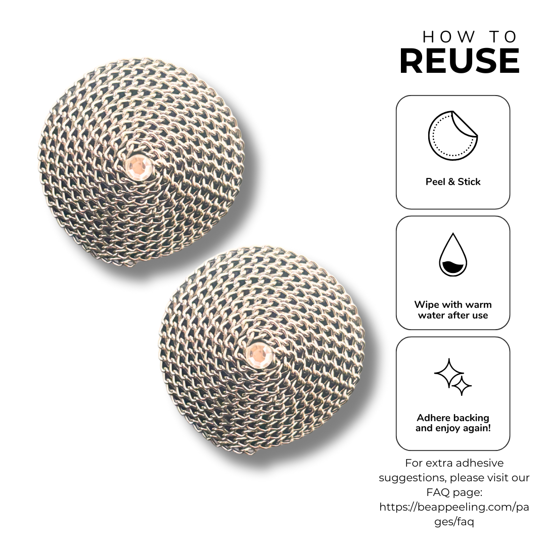 LUXOR Silver Chain and Gem Conical Pasties, Nipple Covers (2pcs)