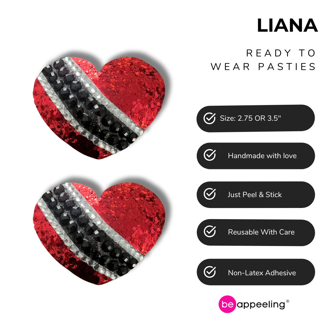 LIANA Trinidad and Tobago Glitter and Gem Heart Pasties (2pcs) Resable