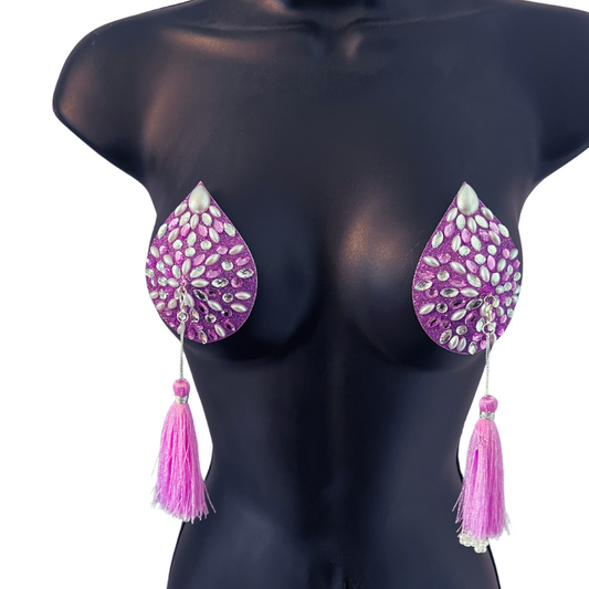 Heart Tassel Pasties Nipple Covers Stick on Breast Bra Lingerie Burlesque  Tassl☆
