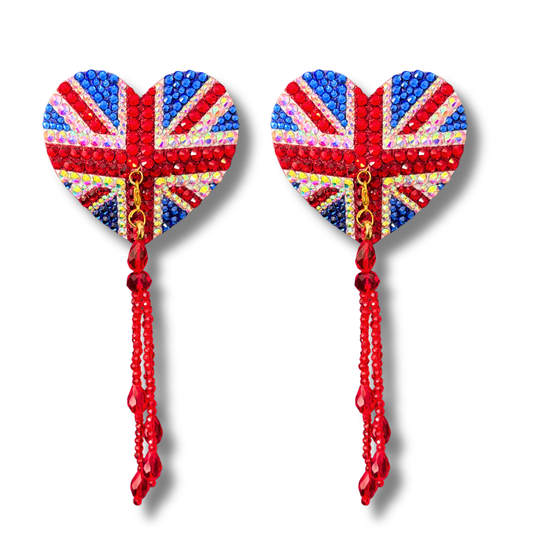 POSH Union Jack Pasties, Nipple Pasty with Removable Tassels (2pcs)