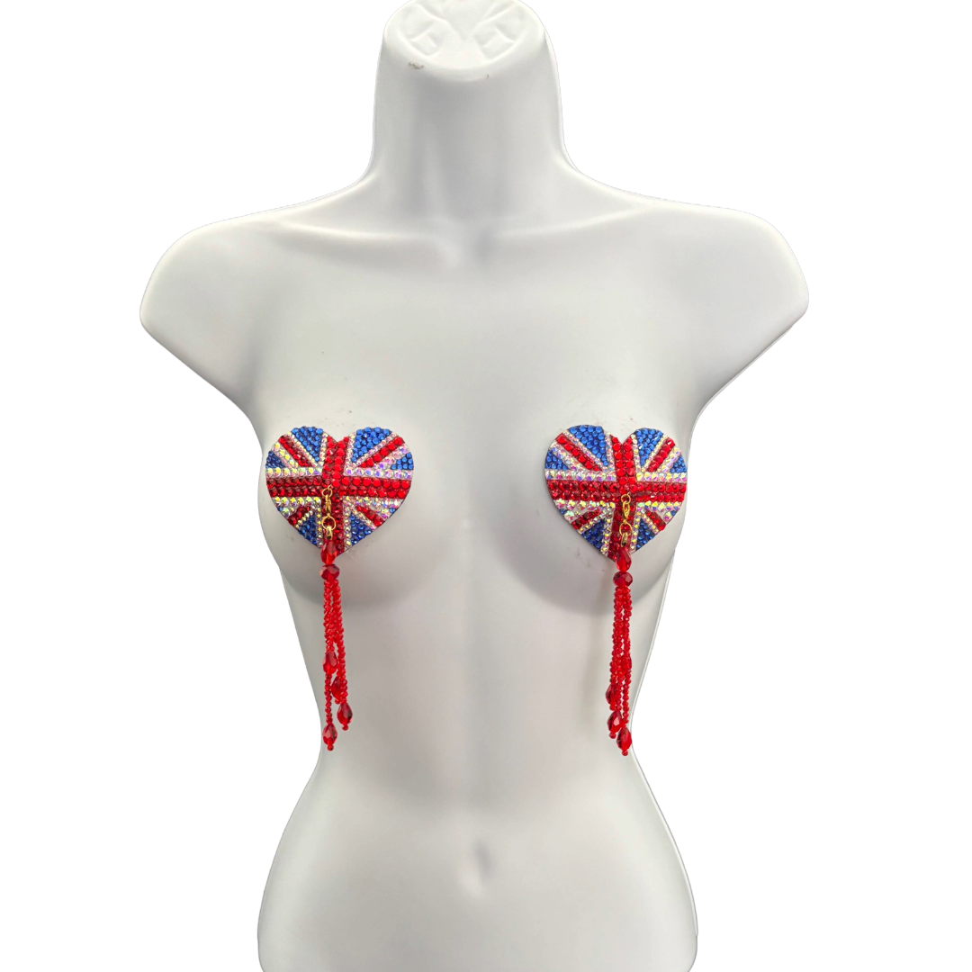 POSH Union Jack Pasties, Nipple Pasty with Removable Tassels (2pcs)