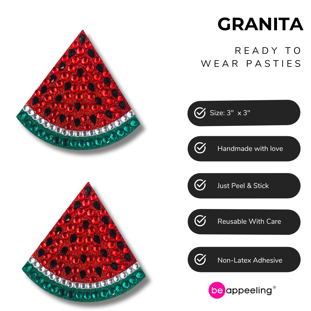 GRANITA Super Glittery & Gem Watermelon Nipple Pasties Covers (2pcs