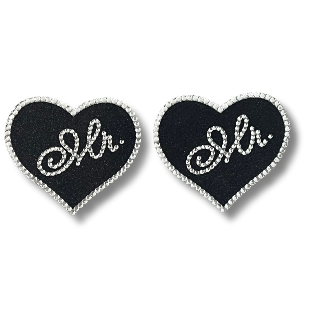 MR BIG Black and Silver Glitter & Gem Nipple Pasties Covers (2pcs)