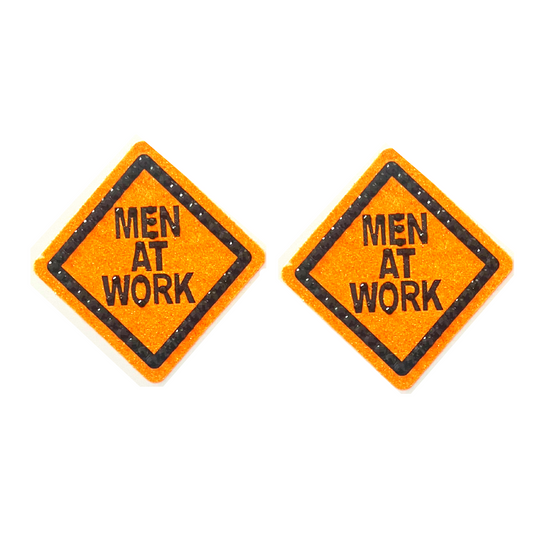MEN AT WORK Construction Theme Nipple Pasties, Covers (2pcs) pour lingerie, Body Art, Halloween, Burlesque, Festivals