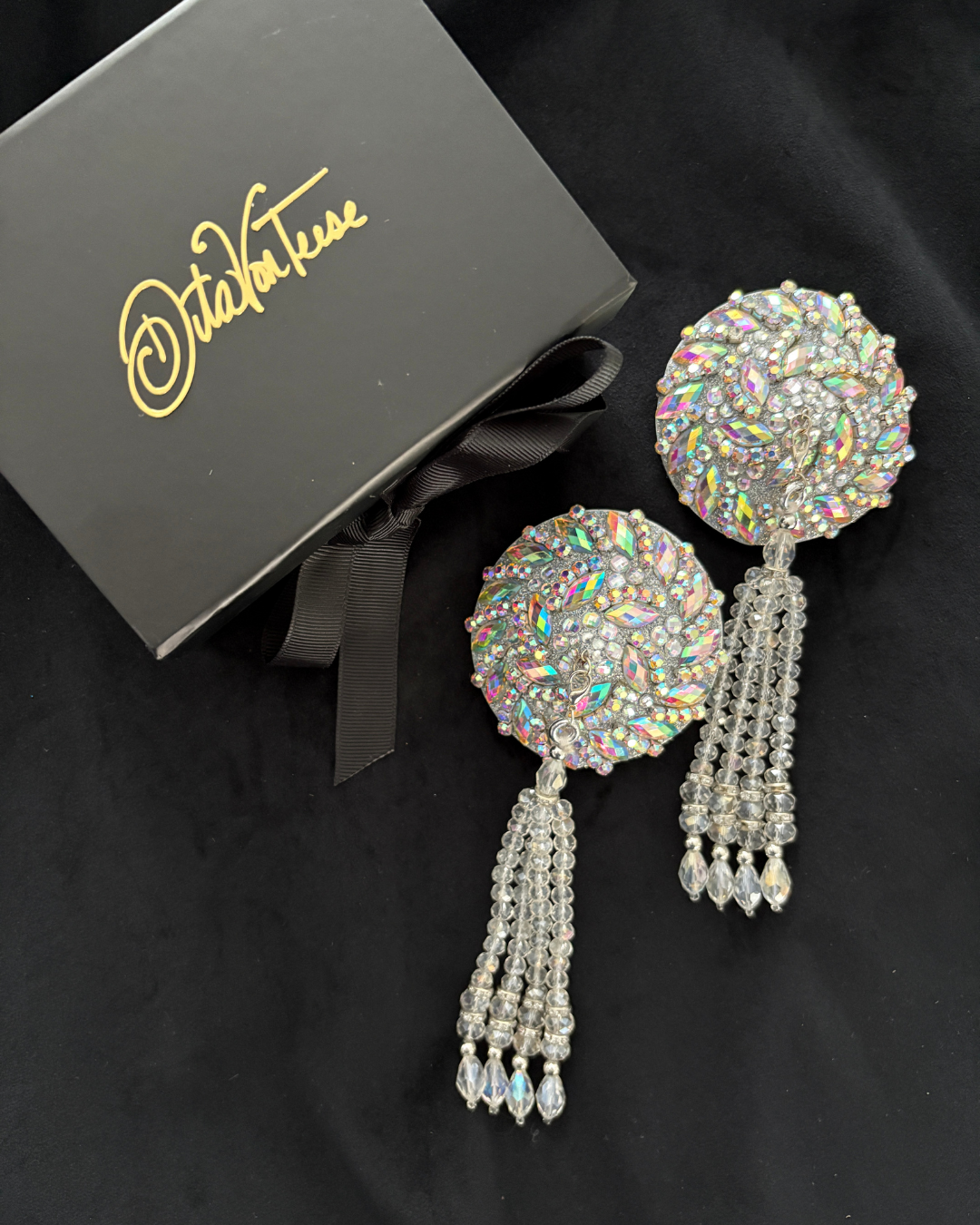 DITA VON TEESE STARLIGHT Glitter & Crystal Pasties with Removable Hand-Beaded Tassels (2pcs)