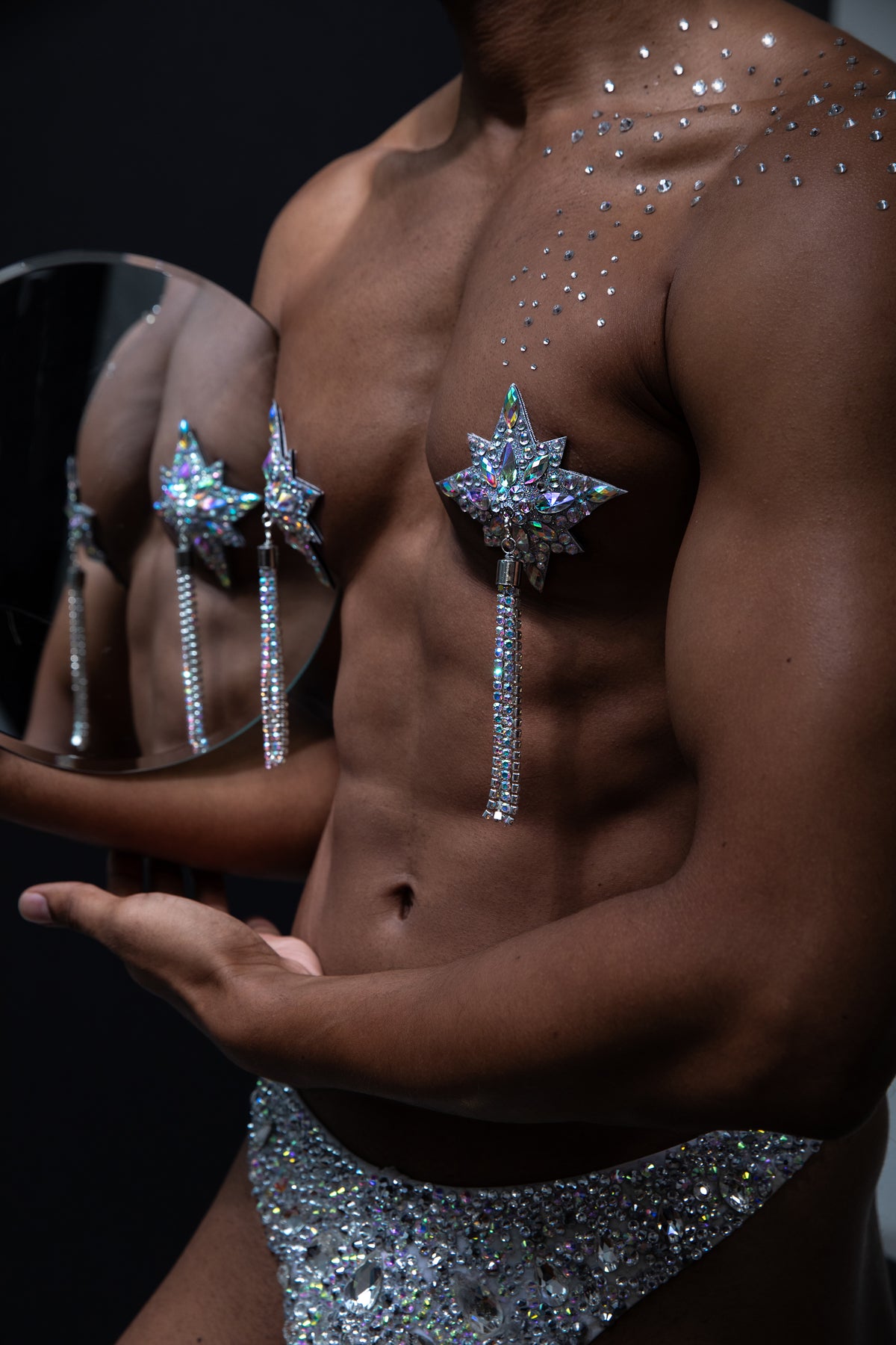 DITA VON TEESE STARLA Shimmering Silver Star Pasties with Removable Hand-Beaded Tassels (2pcs) Appeeling