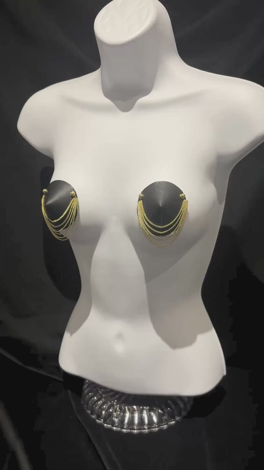 DITA VON TEESE TRYST Leather Conical Pasties with Gold or Silver Metallic Chains (2pcs) Appeeling