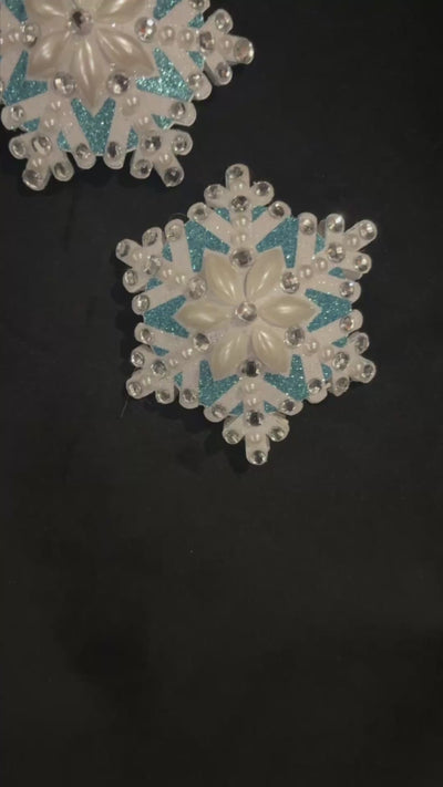 SNOW BUNNY Blue & White Snowflake Pearl and Gem Nipple Pasties, Pasty (2pcs) (2pcs) Burlesque Lingerie Raves and Festivals Appeeling