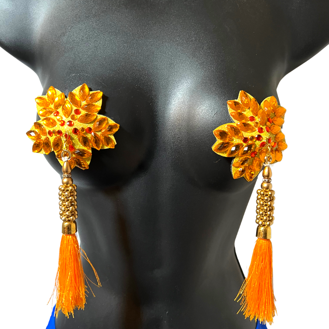 GOLDIE SWAN Yellow Flower Nipple Pasty, Nipple Cover (2pcs) with Yello