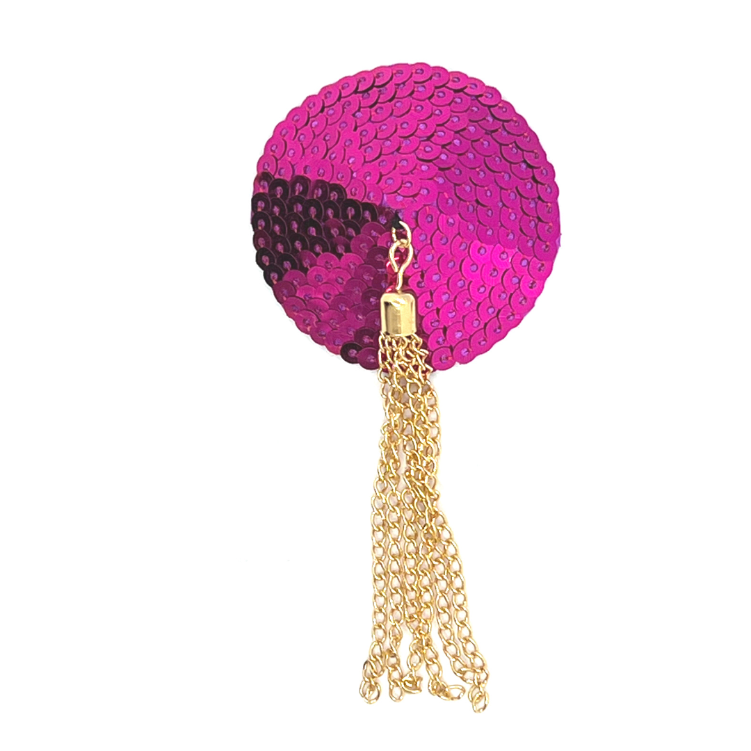 PINKY TUSCADERO Pink Sequin with Gold Tassels Nipple – Appeeling