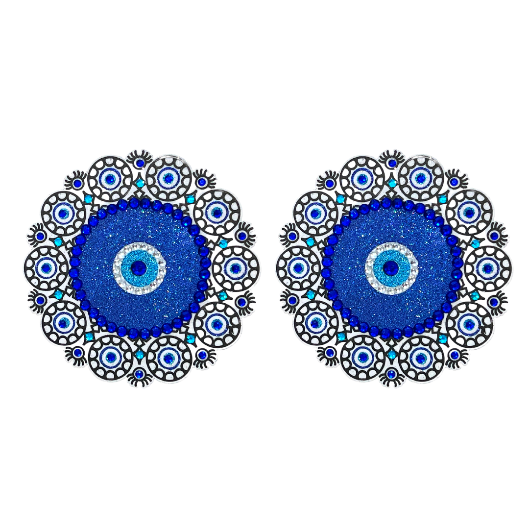 AYSE Evil Eye Pezón Pasties, Cubiertas (2 piezas) para Burlesque Raves Lencería Raves y Festivales