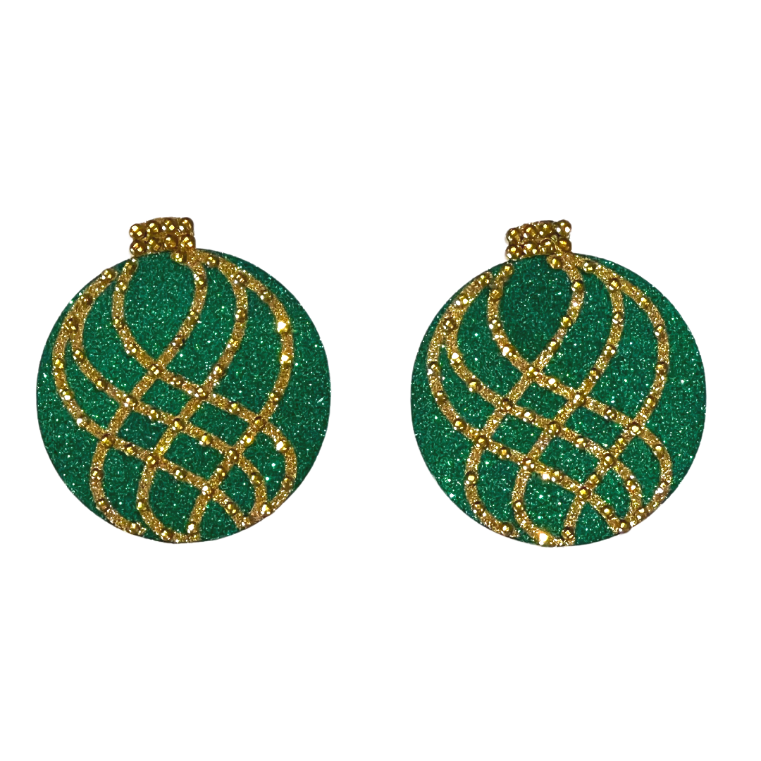 JINGLE BALLS Paillettes de Noël et gemmes pour tétons, cache-tétons (2 pièces) pour festivals de lingerie, carnaval, burlesque, rave –