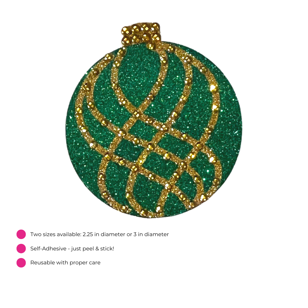 JINGLE BALLS Christmas Glitter & Gem Nipple Pasty, Nipple Cover (2pcs) for Lingerie Festivals Carnival Burlesque Rave -