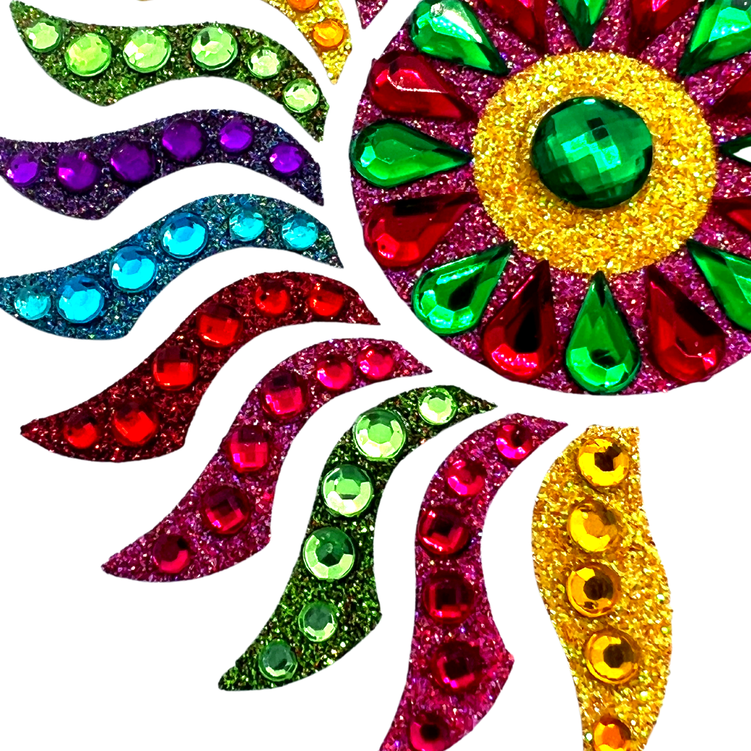 CARNIVAL - Glitter & Gem Carnival Fan Nipple Pasties, Covers (2 pcs) for Festivals, Raves Carnival Burlesque Lingerie