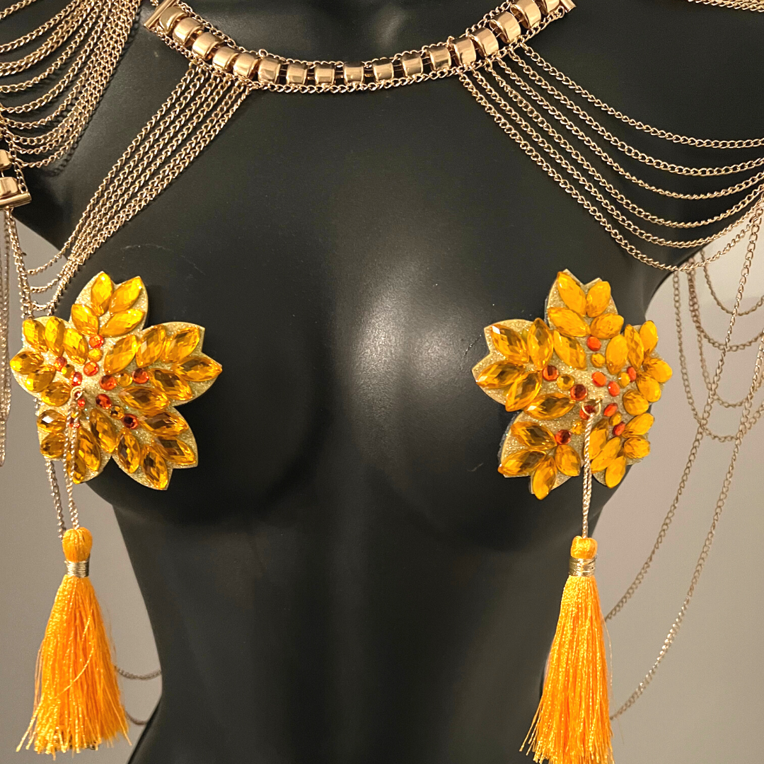 GOLDEN COLLAR Gold Chain Collar / Body Jewelry for Lingerie Rave Burle –  Appeeling