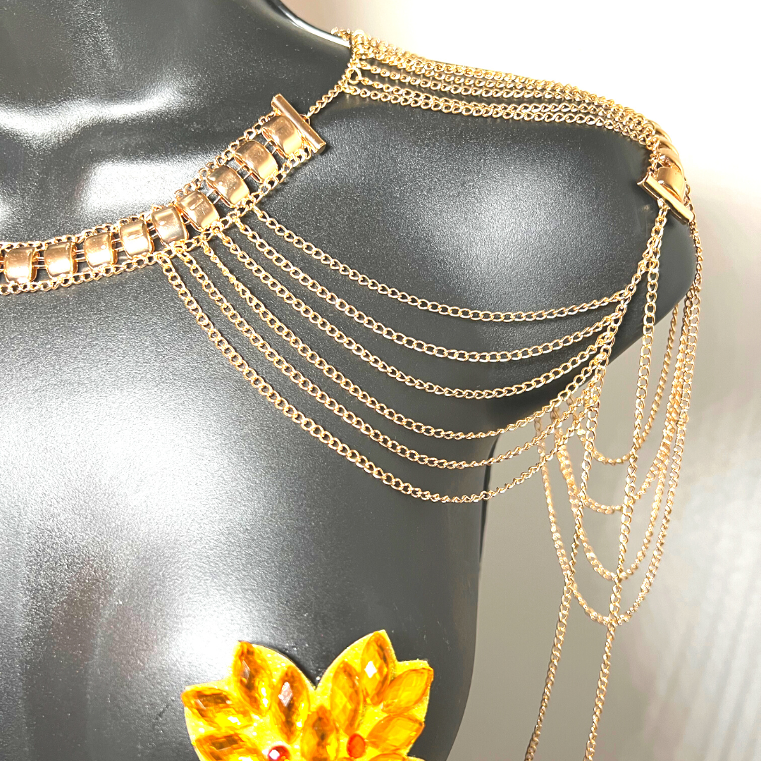 GOLDEN COLLAR Gold Chain Collar / Body Jewelry for Lingerie Rave