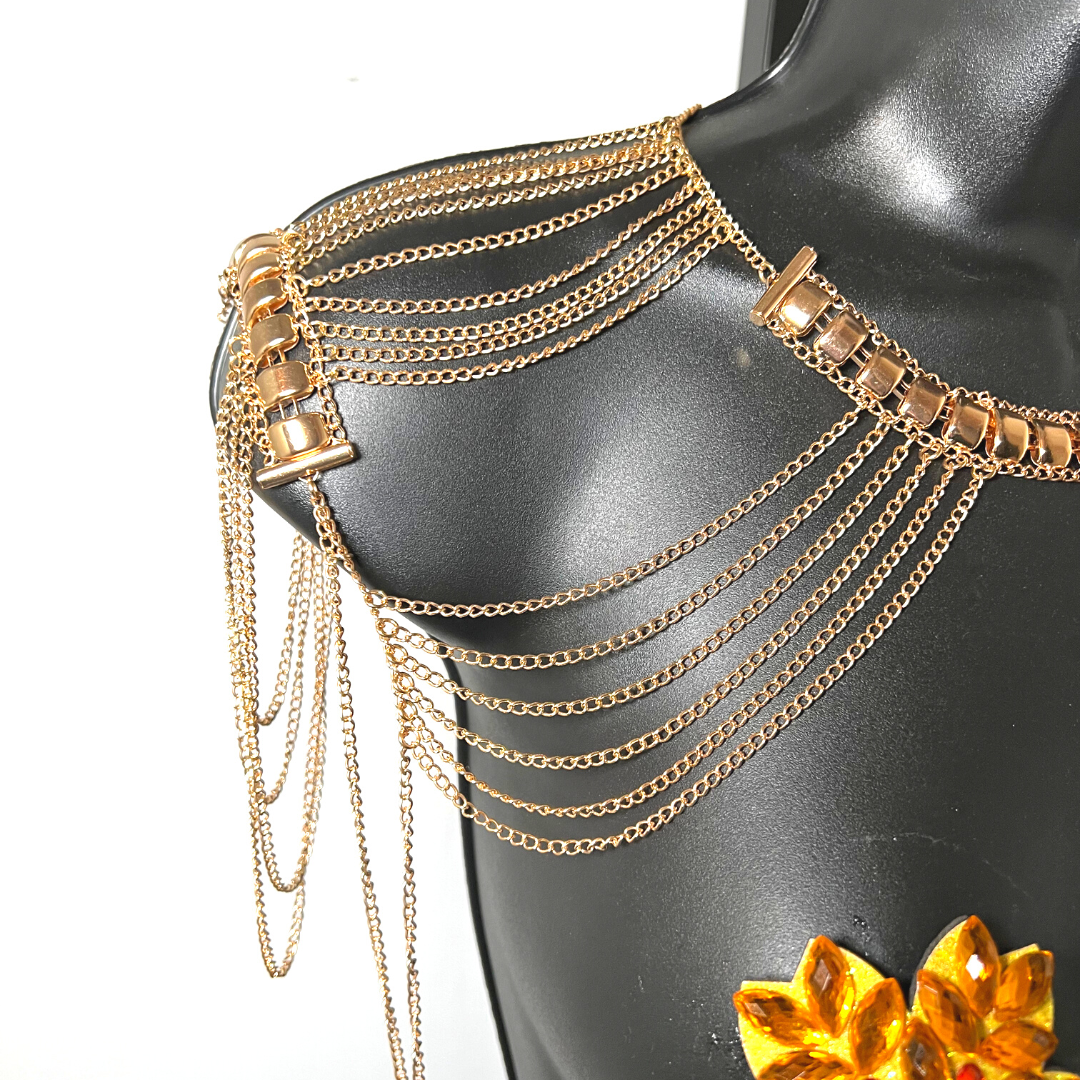 GOLDEN COLLAR Gold Chain Collar / Body Jewelry for Lingerie Rave Burlesque Festivals