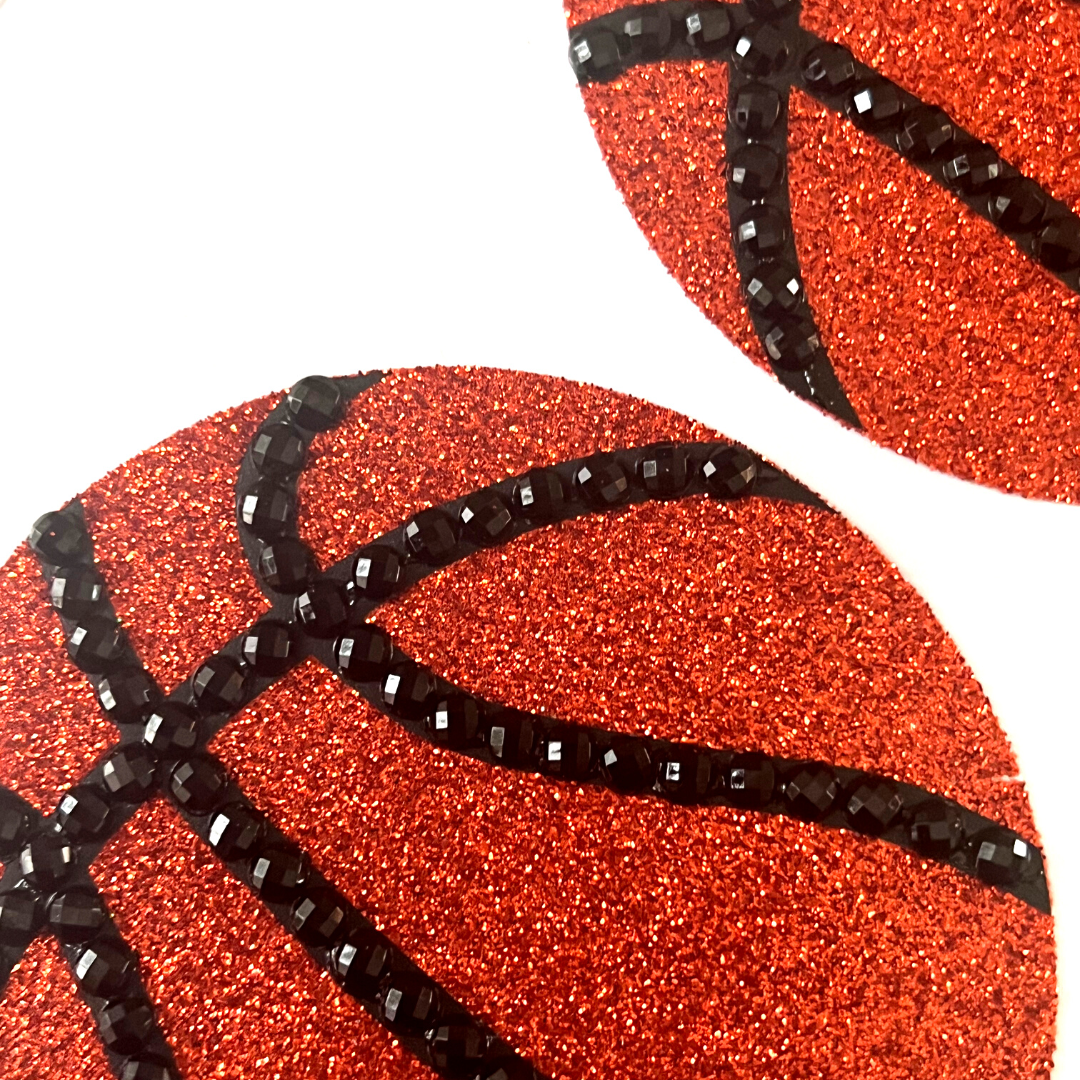 SPORTY SPICE Pasteles de pezón con diseño de baloncesto, cubiertas (2 piezas) para burlesque, lencería rave y festivales