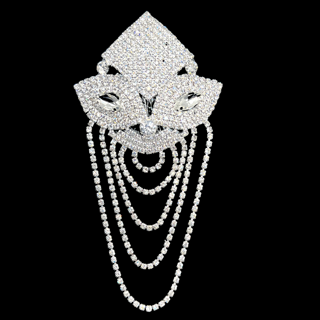SCARLETT JAMES Pasties de pezón de diamantes de imitación con borlas de diamantes de imitación 2 piezas, fundas para festivales, lencería burlesca de raves de carnaval