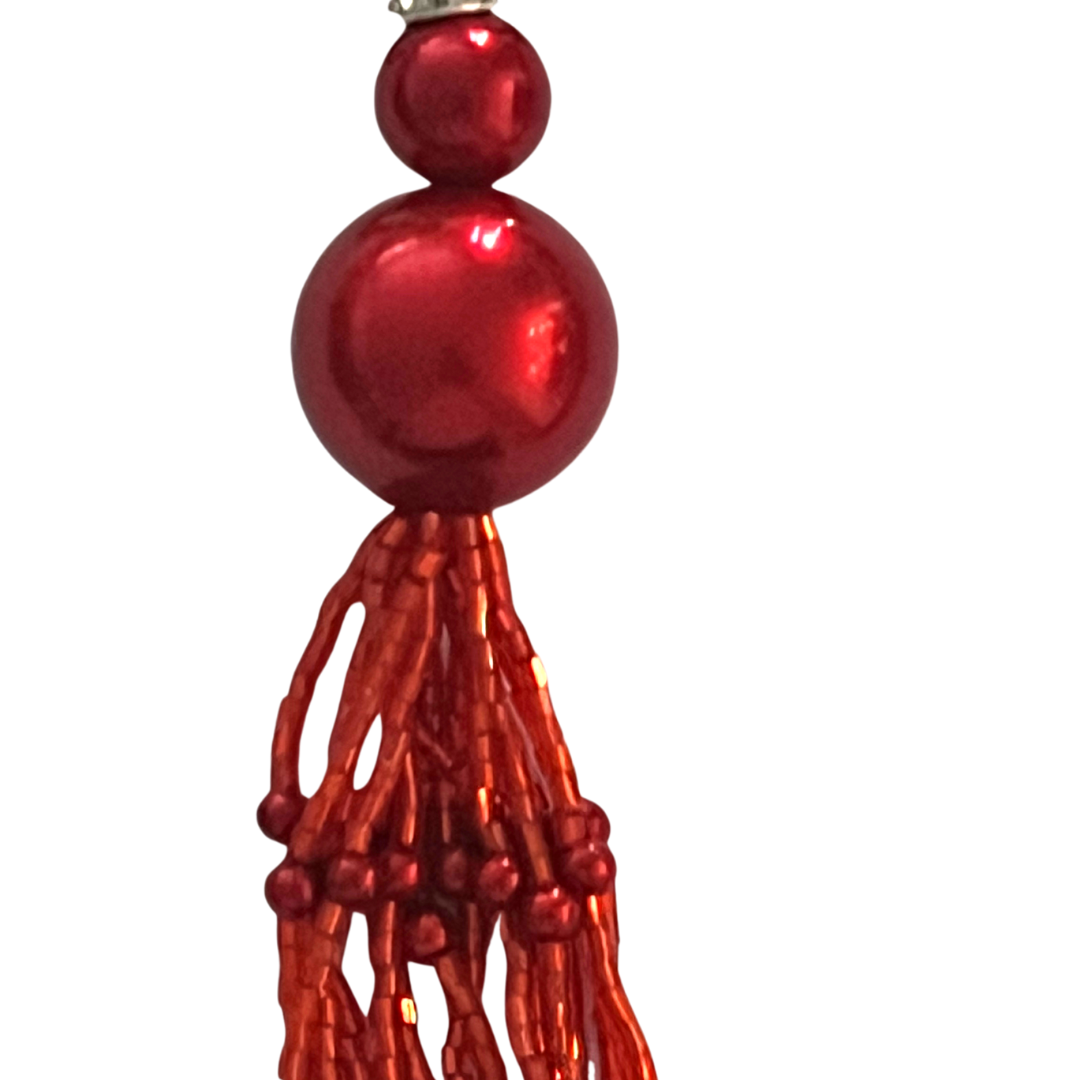 CHERRY BOMB Pasties de pezón con purpurina roja y gemas, cubiertas con borlas con cuentas a mano (2 piezas) para raves y festivales de lencería burlesca