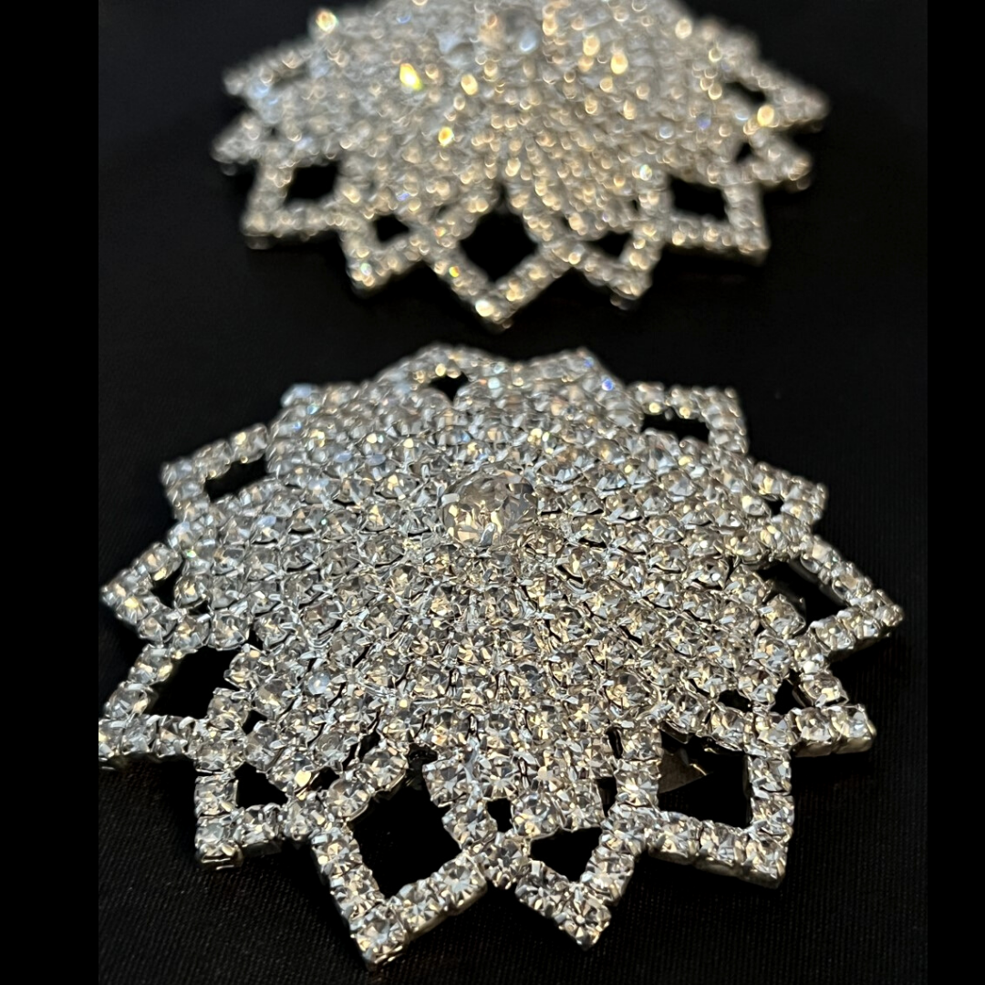 ELSA Rhinestone Snowflake Pasties, Nipple Covers (2 pcs) for Burlesque, Raves, Fesitvals, Lingerie