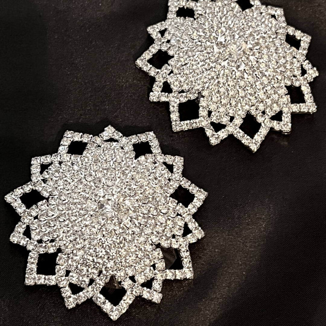 ELSA Strass Snowflake Pasties, Nipple Covers (2 pcs) pour Burlesque, Raves, Fesitvals, Lingerie
