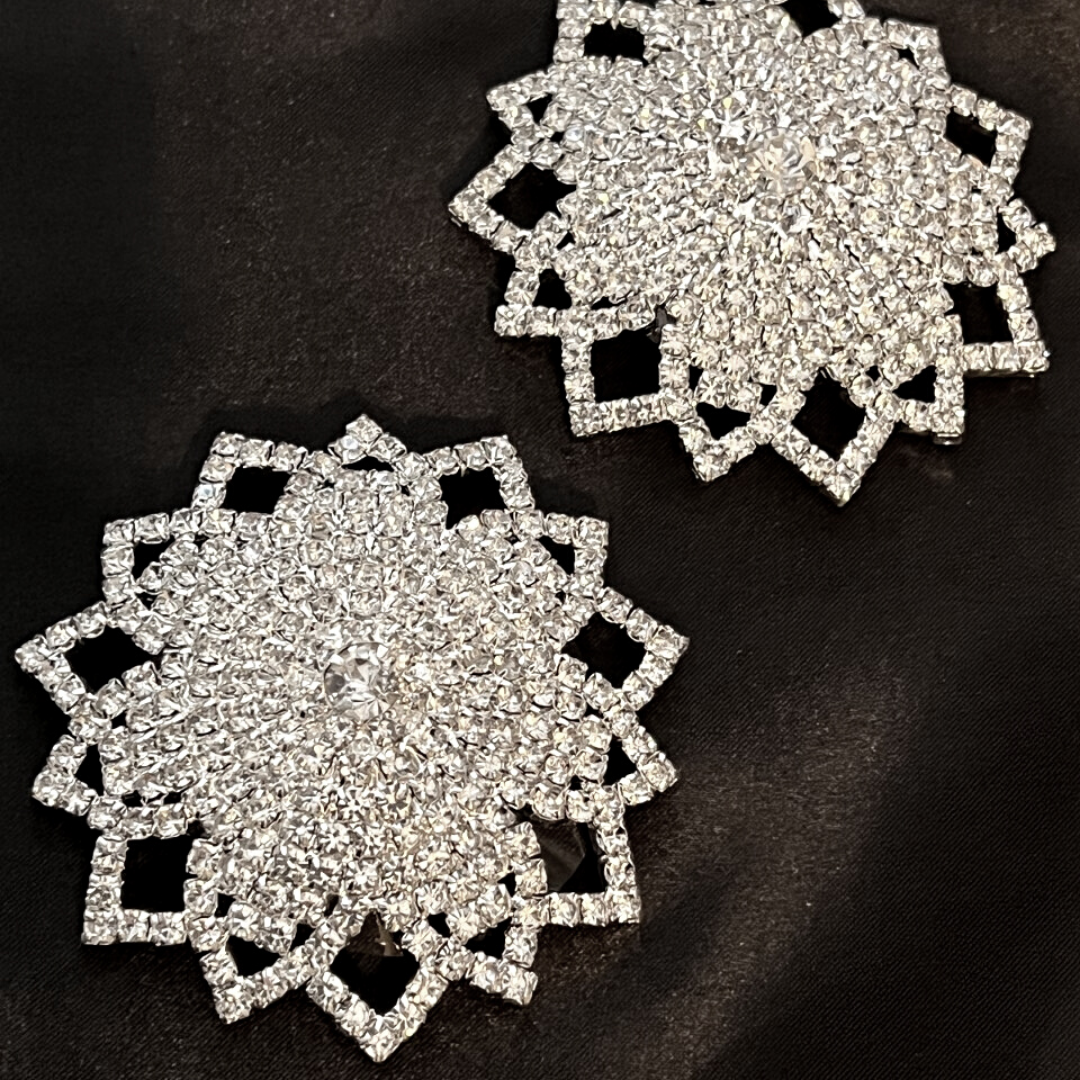 ELSA Rhinestone Snowflake Pasties, Nipple Covers (2 pcs) for Burlesque, Raves, Fesitvals, Lingerie