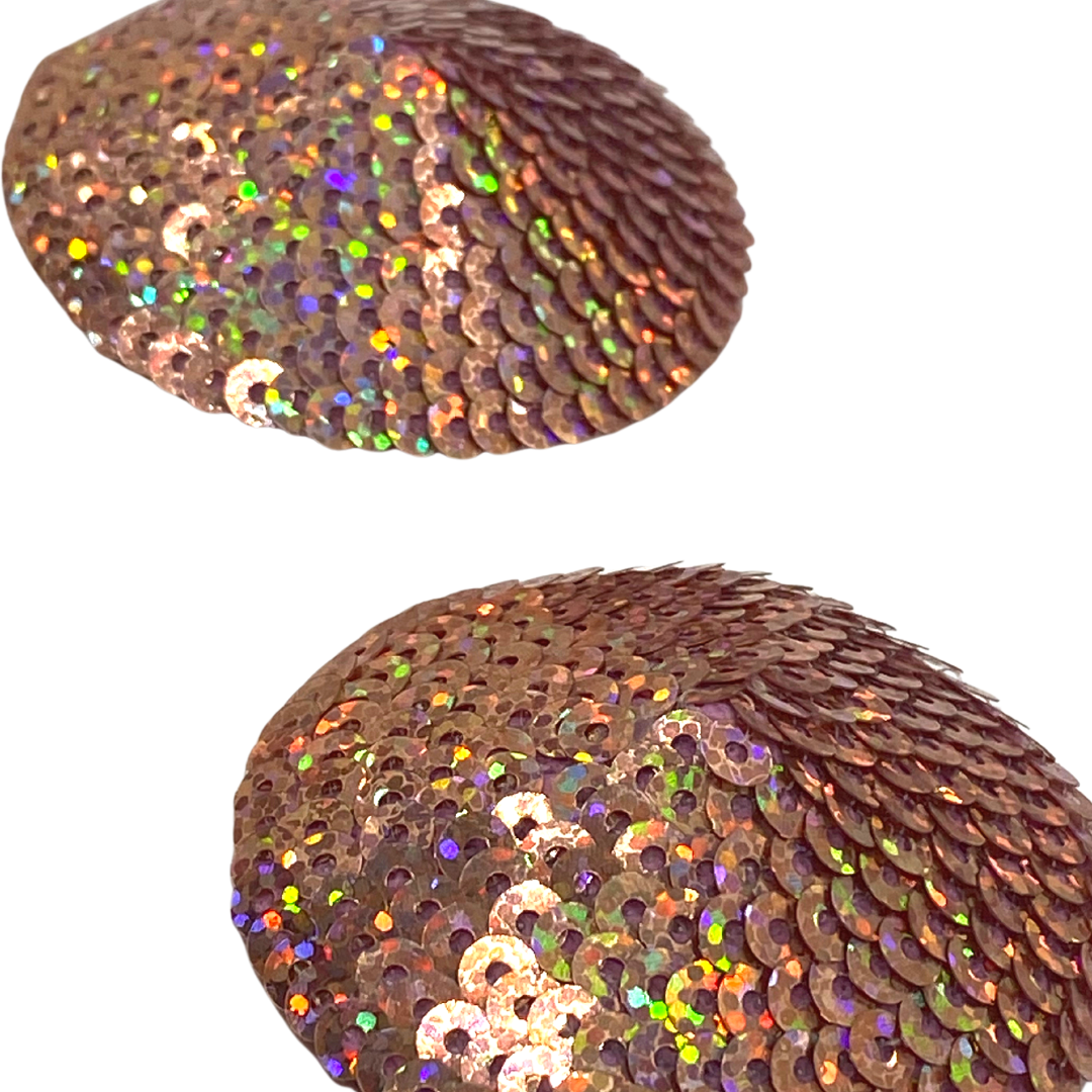 BRONZE BEAUTY - Cubiertas de pezones circulares de lentejuelas, empanadas para burlesque, lencería, festivales
