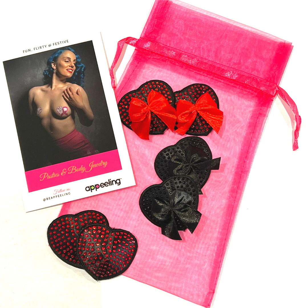 BUNDLE OF LOVE 3 paires de cache-tétons réutilisables en forme de cœur en cristal, cache-tétons (6 pièces) pour raves burlesques, raves et festivals de lingerie – VENTE